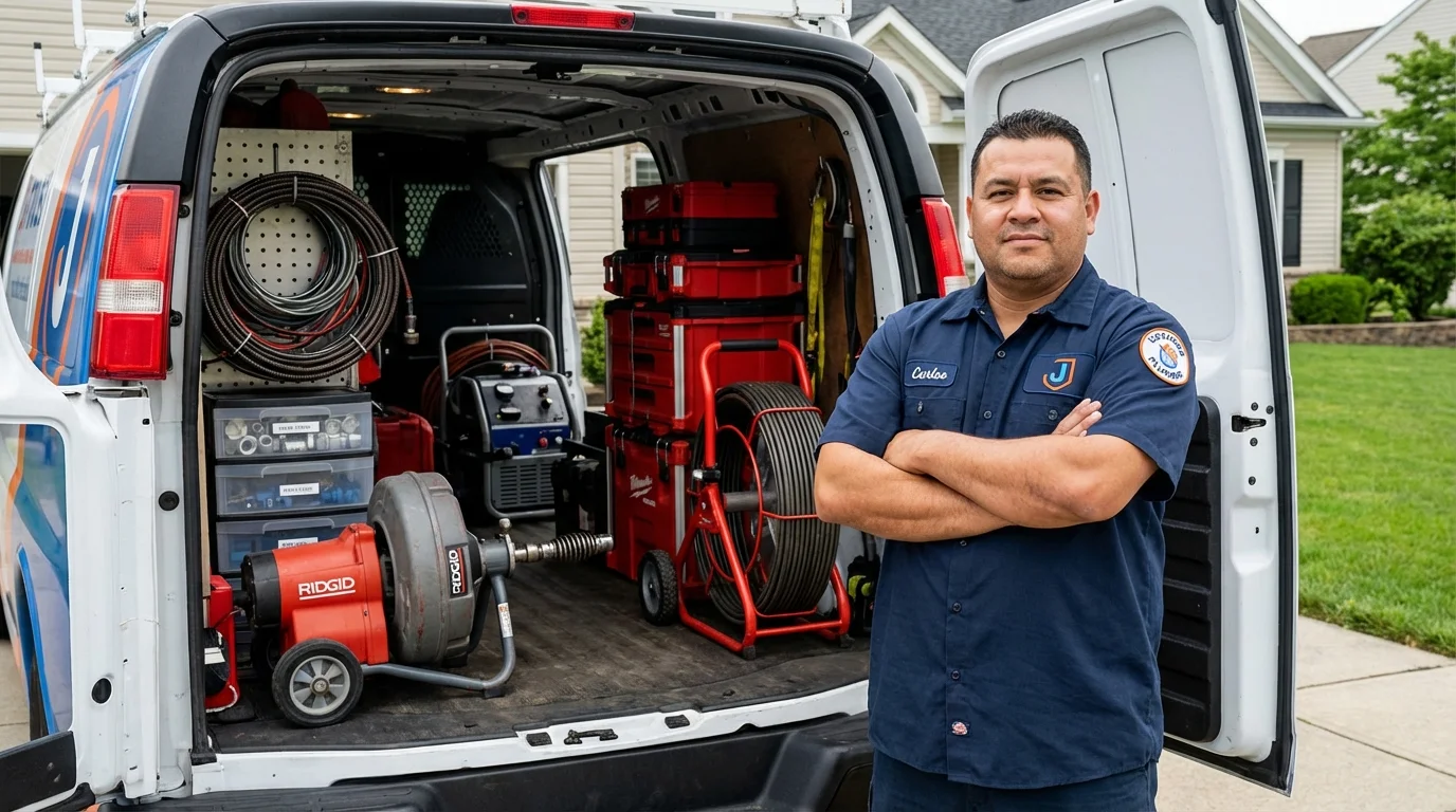 Professional drain cleaning equipment and Johns Plumbing LLC plumber in Bell Gardens