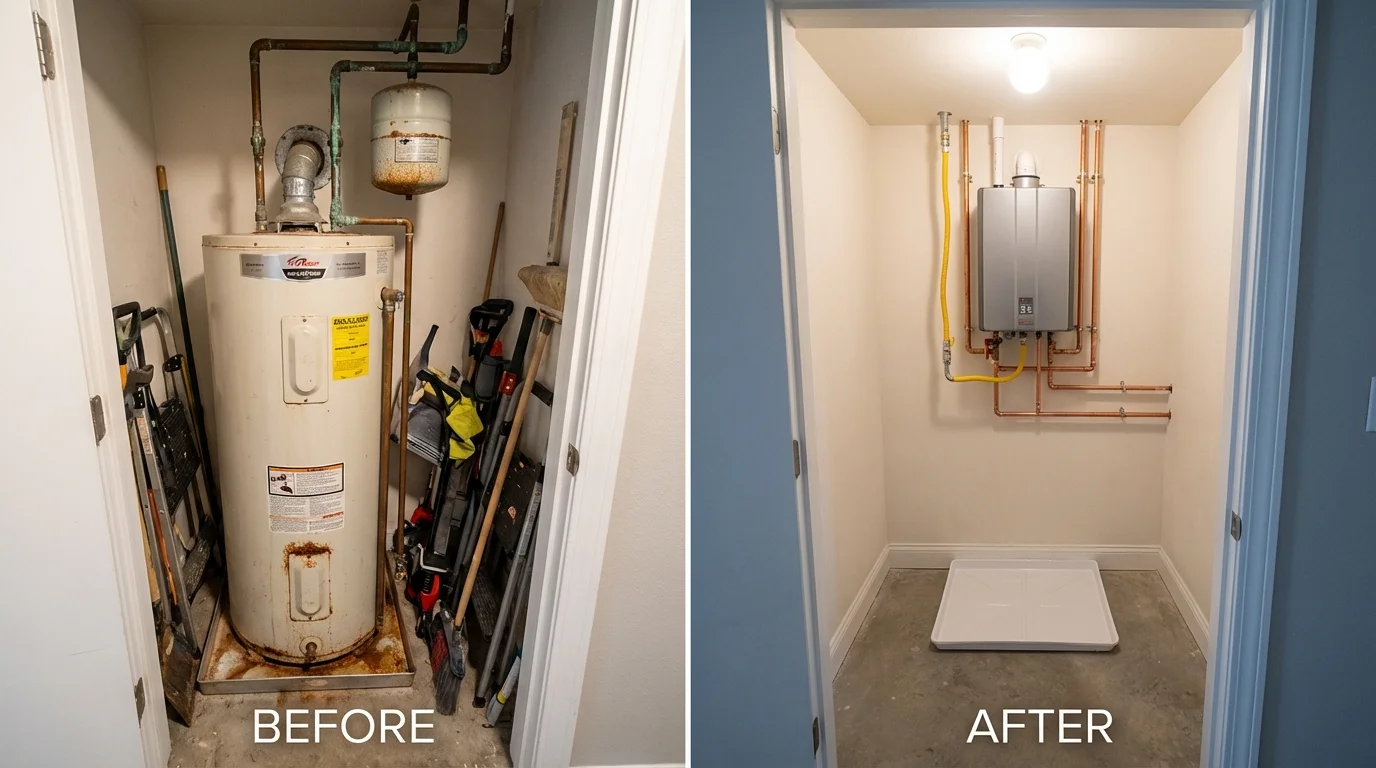 Tank water heater versus wall-mounted tankless unit comparison for Bell Gardens, CA homeowners